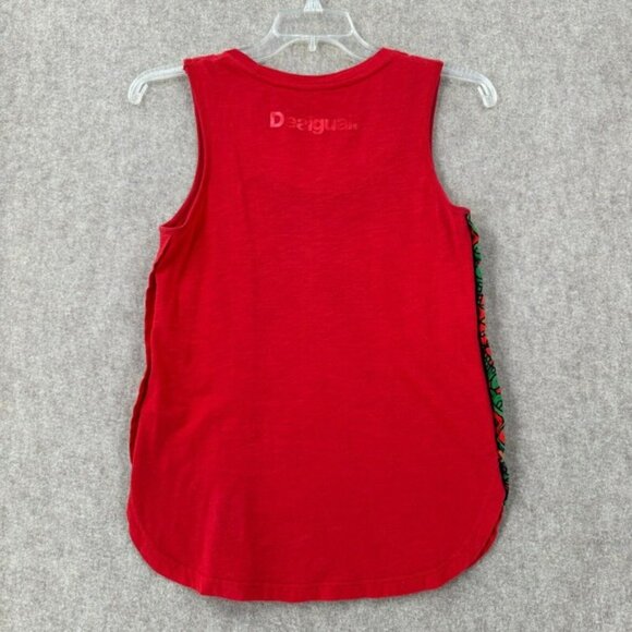 Desigual‎ Tank Top SMALL Artsy Sleeveless Vacation Resort wear Red Bling - Picture 2 of 11